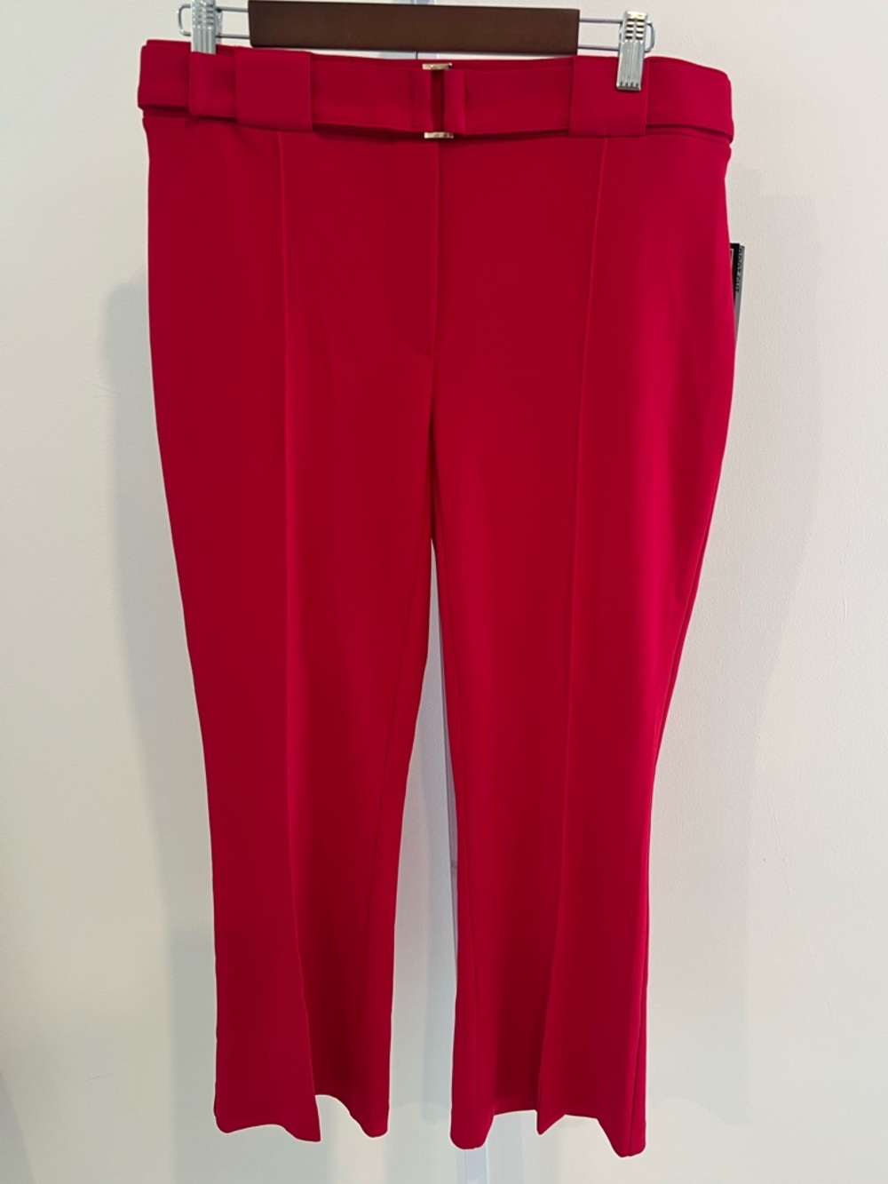 NWT NYCC Red Boot Cut Pull On Stretch Dress Pants with Attached Belt Womens 10